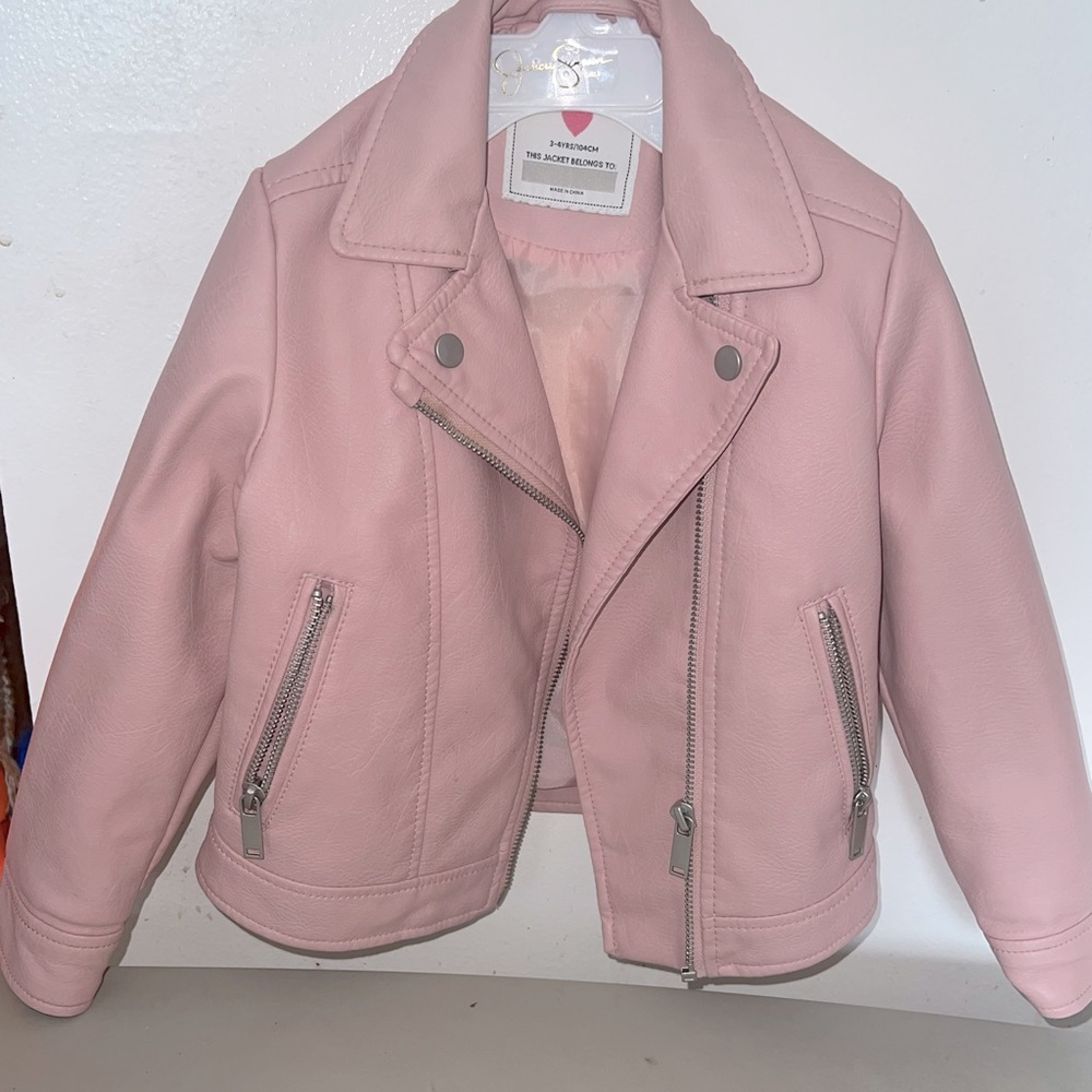 Like new worn twice little girl pink leather jacket